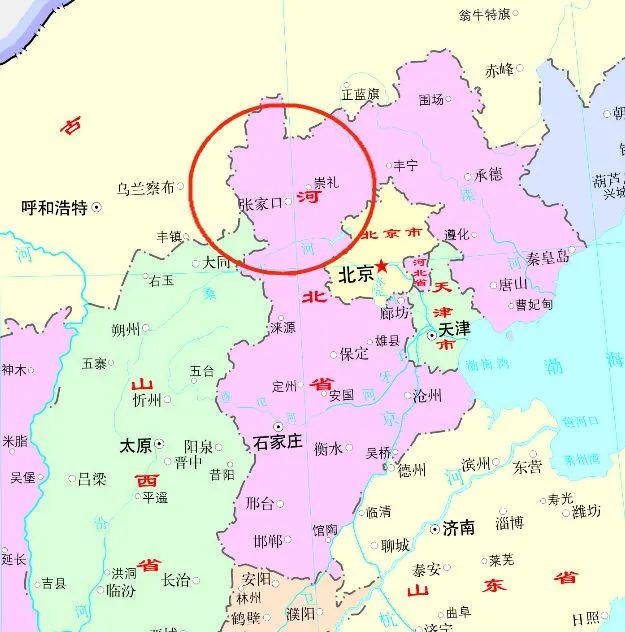 河北省张家口地理位置图片