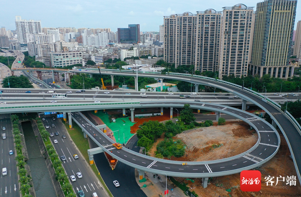 海口海秀快速路新建wn匝道基本完工 通车后将极大缓解高峰期国兴大道