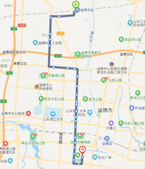 山东淄博北站途经公交车路线乘坐点及其运行时间