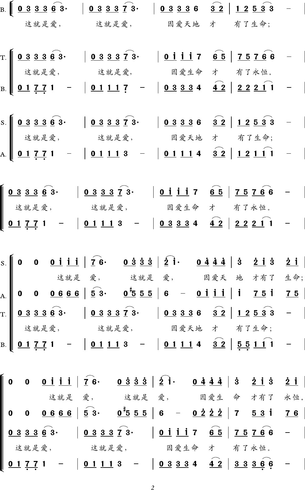 爱的礼赞钢琴简谱数字图片