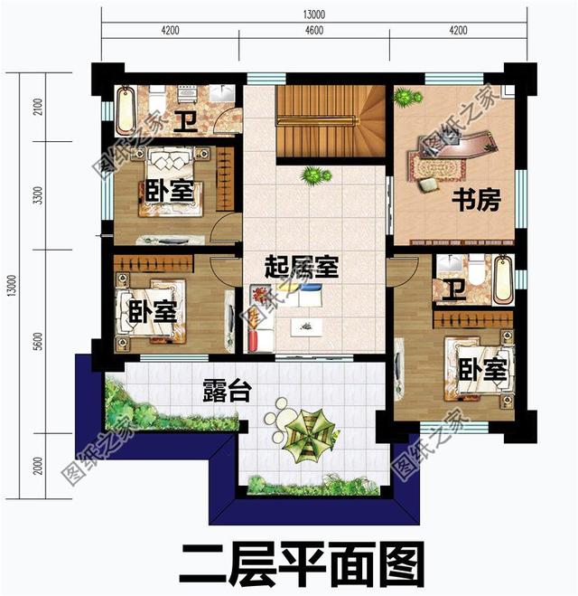 佔地13米乘13米的農村別墅,戶型佈局正正方方,在農村很搶手