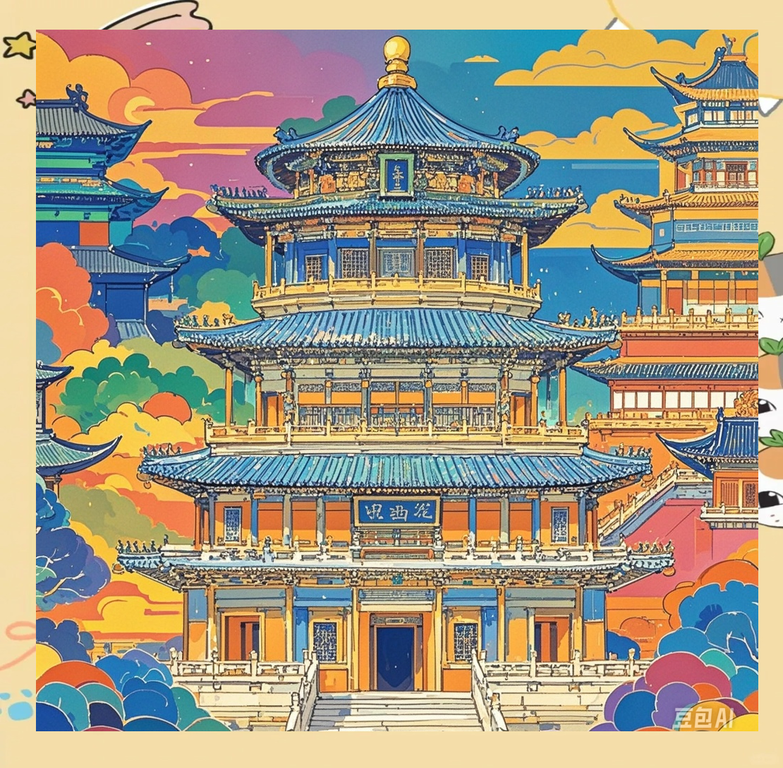 古建筑与彩色装饰画的完美交融:展现独特韵味与丰富文化