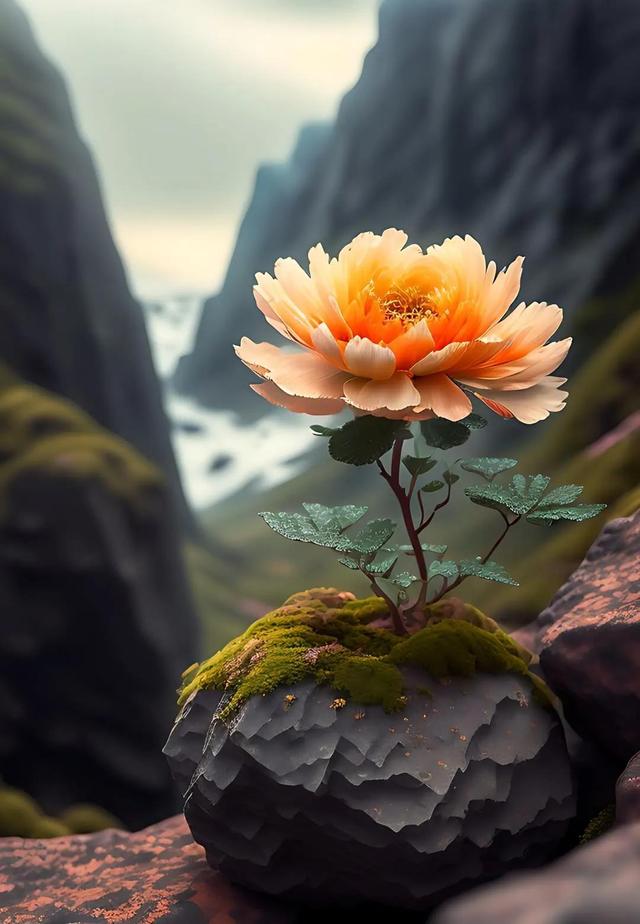 插画:开在石头上的花朵