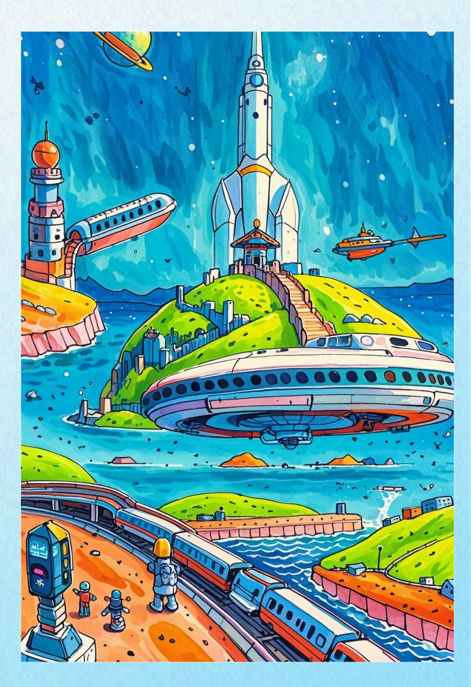 探索未来城市的科技创想绘画