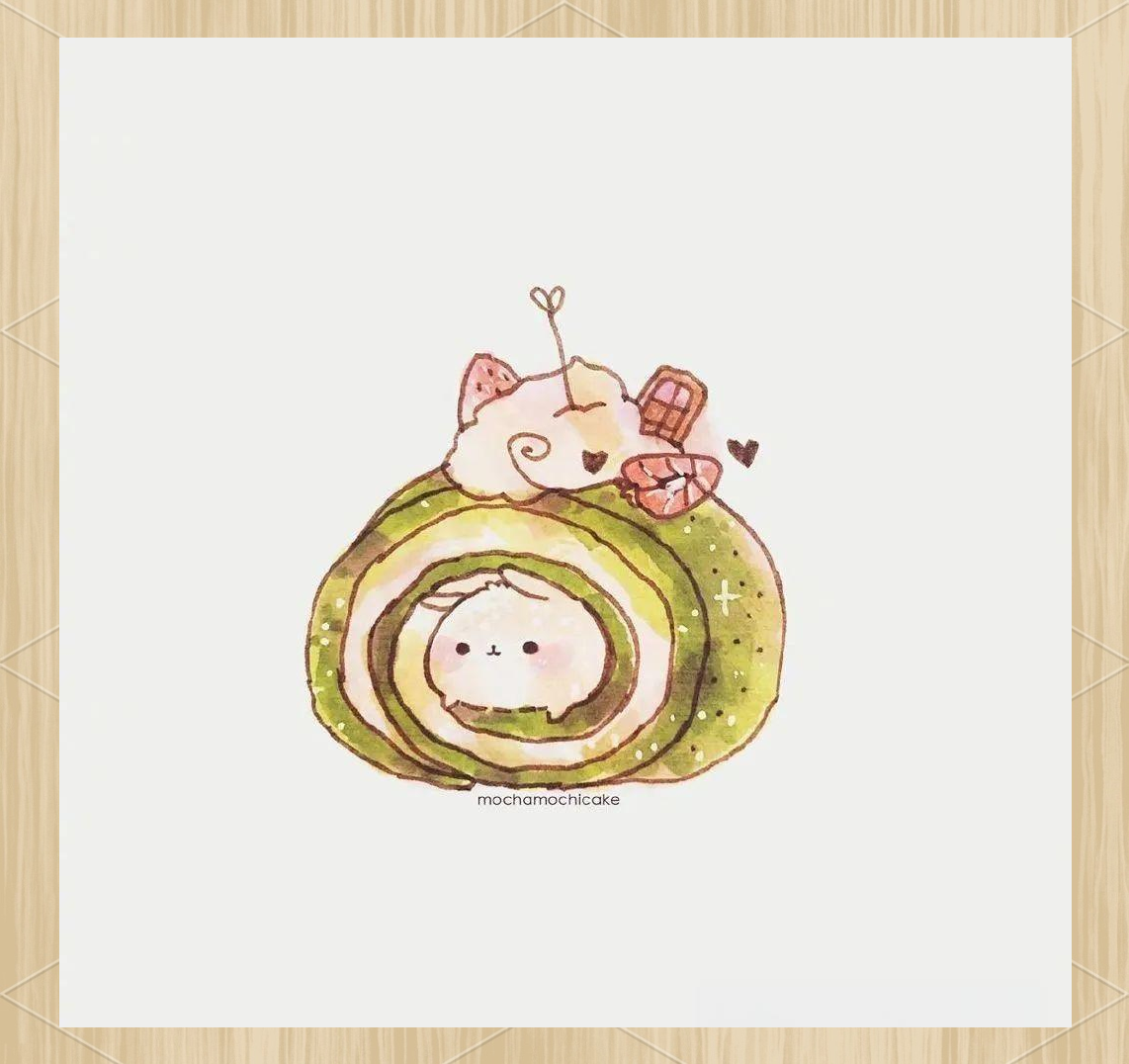 mochamochicake的水彩小插画:动物与食物的奇妙融合