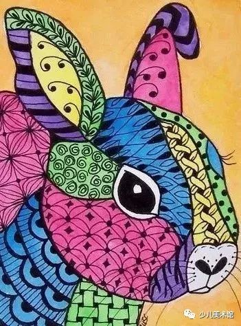 少儿美术装饰画素材:动物主题色彩装饰画