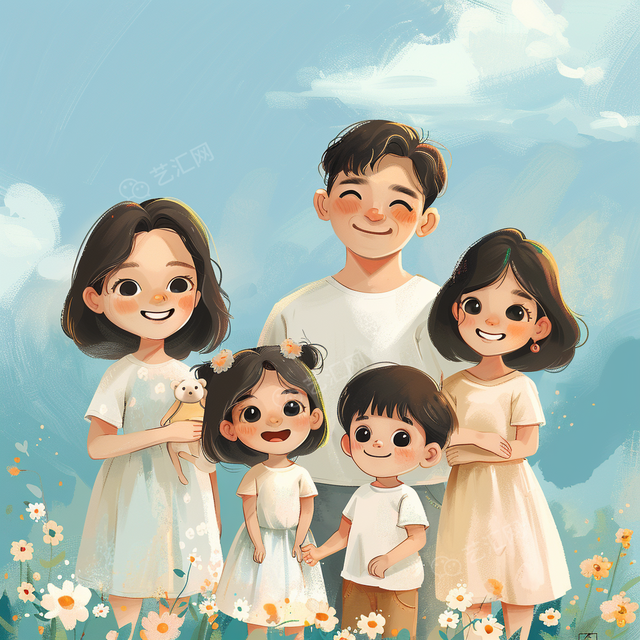 亲子头像|三胎家庭全家福