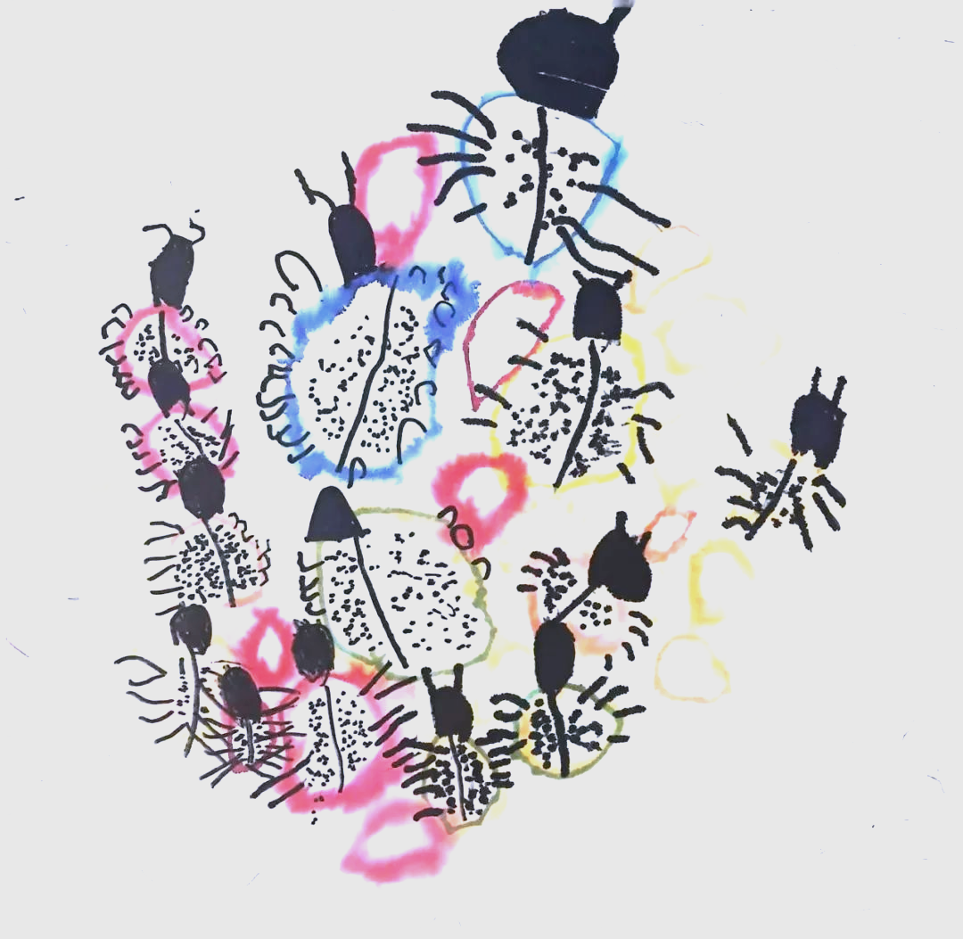 育才幼儿园小二班幼儿绘画作品展示:《嗨!七星瓢虫》