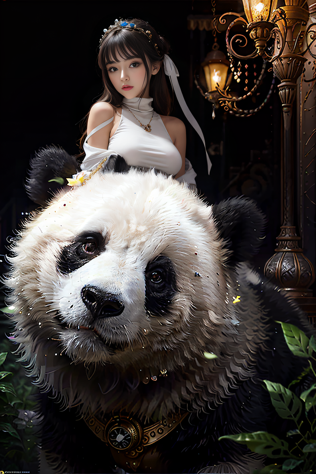 每天一个ai姬,熊猫少女的诞生,ai绘画多元素混合构图试验