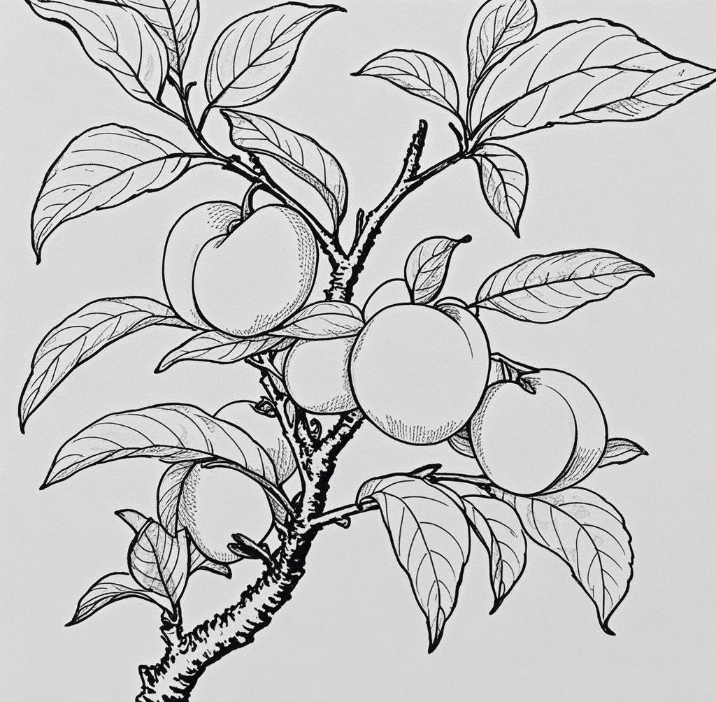 桃树线描图绘制技巧详解