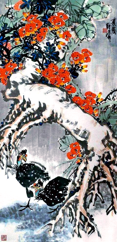 珍珠鸡的国画写意画法详解