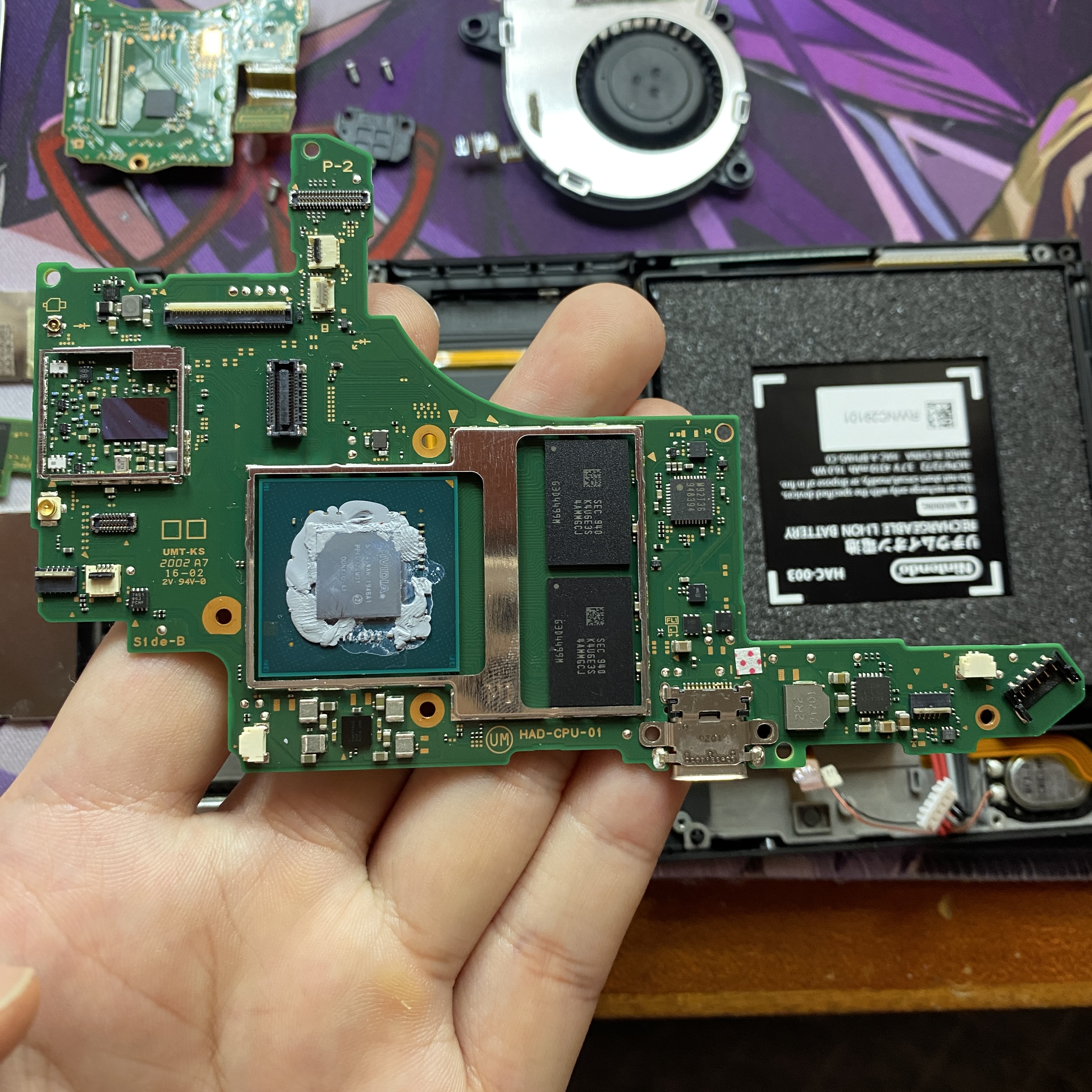 日版续航版switch原装主板以及零件拆解图