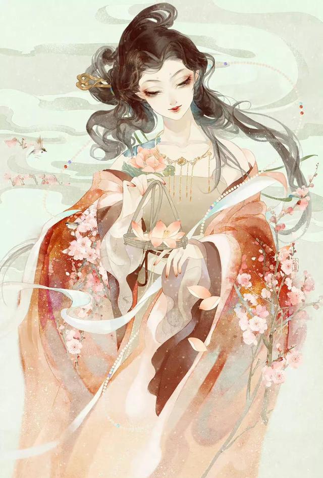 古风人物插画画师:画画的小夏 的美人绘,飘逸柔美