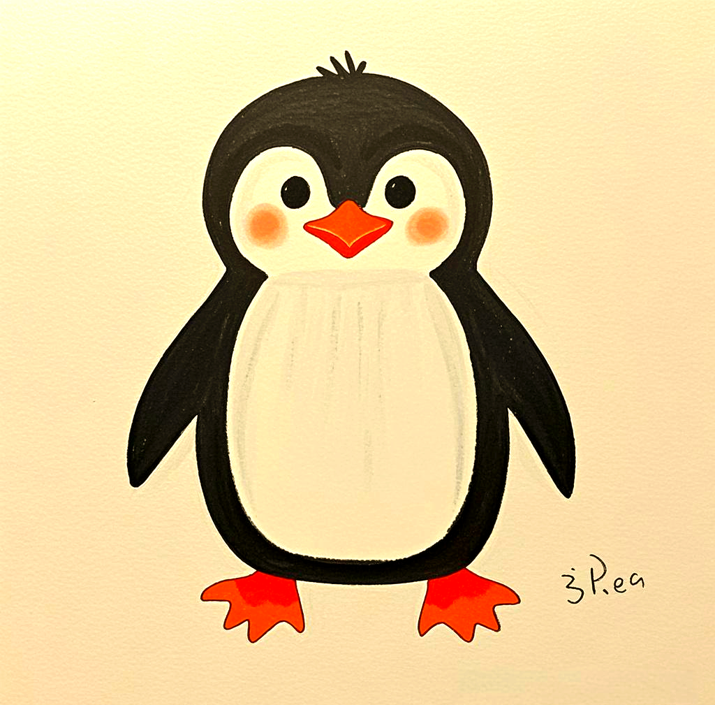 企鹅简笔画教程,轻松掌握绘画技巧