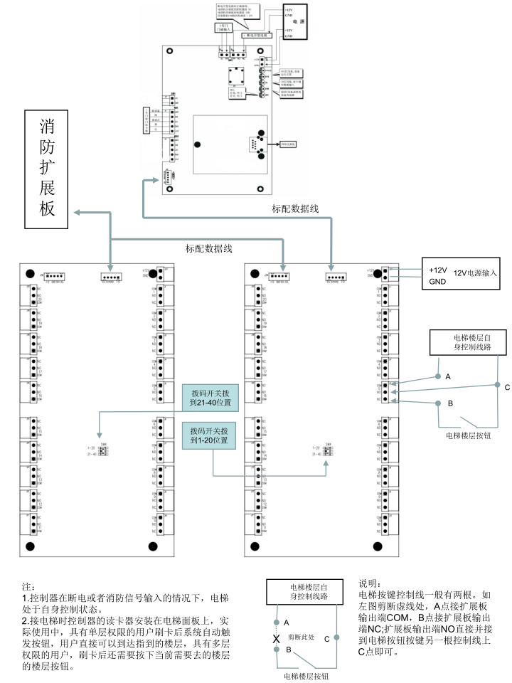 电梯外呼面板接线方法图片