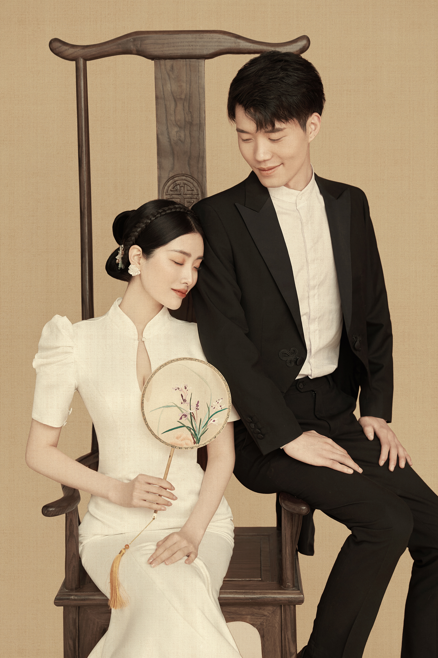 东方美学的意境,国风工笔画婚纱照