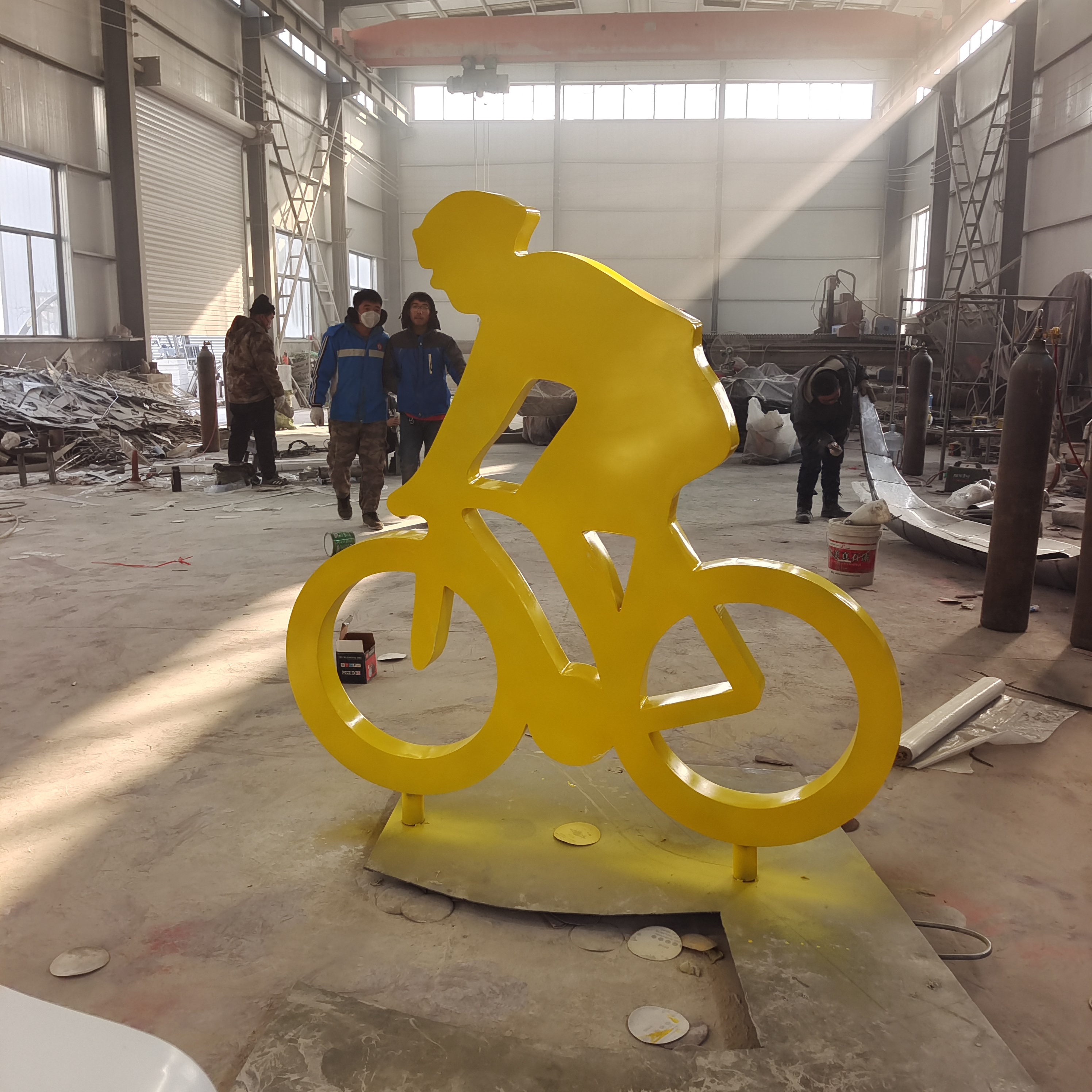 不锈钢骑车人物雕塑 运动主题雕塑