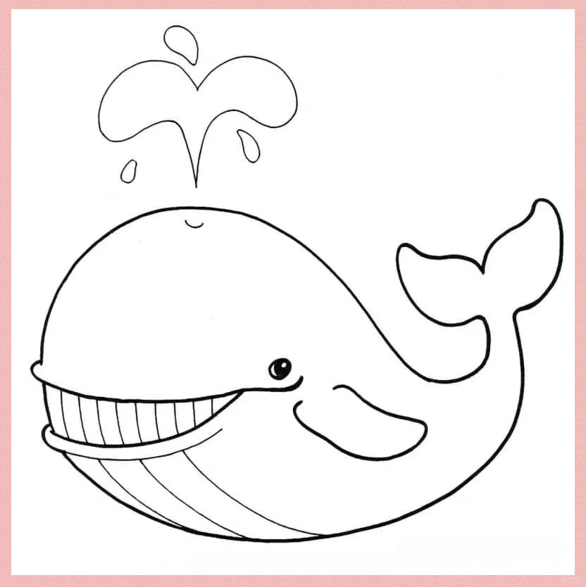 多款鲸鱼卡通儿童涂色简笔画,探索海底世界的色彩!
