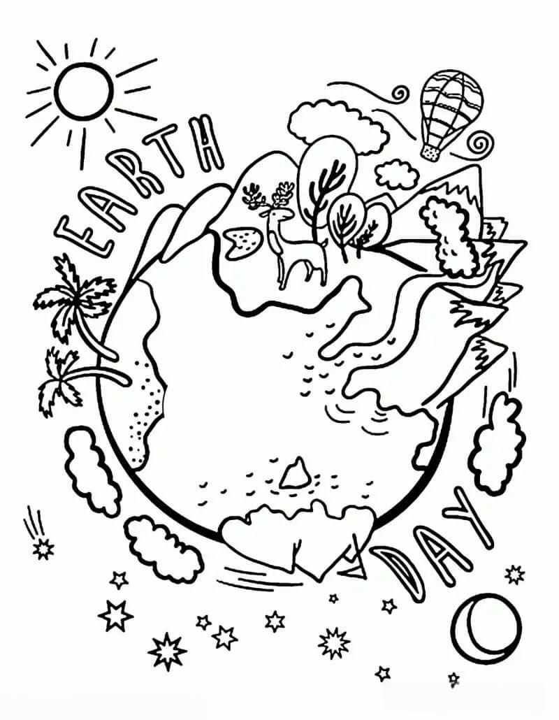 众多世界地球日主题涂色图片,适合各年龄层展示环保创意