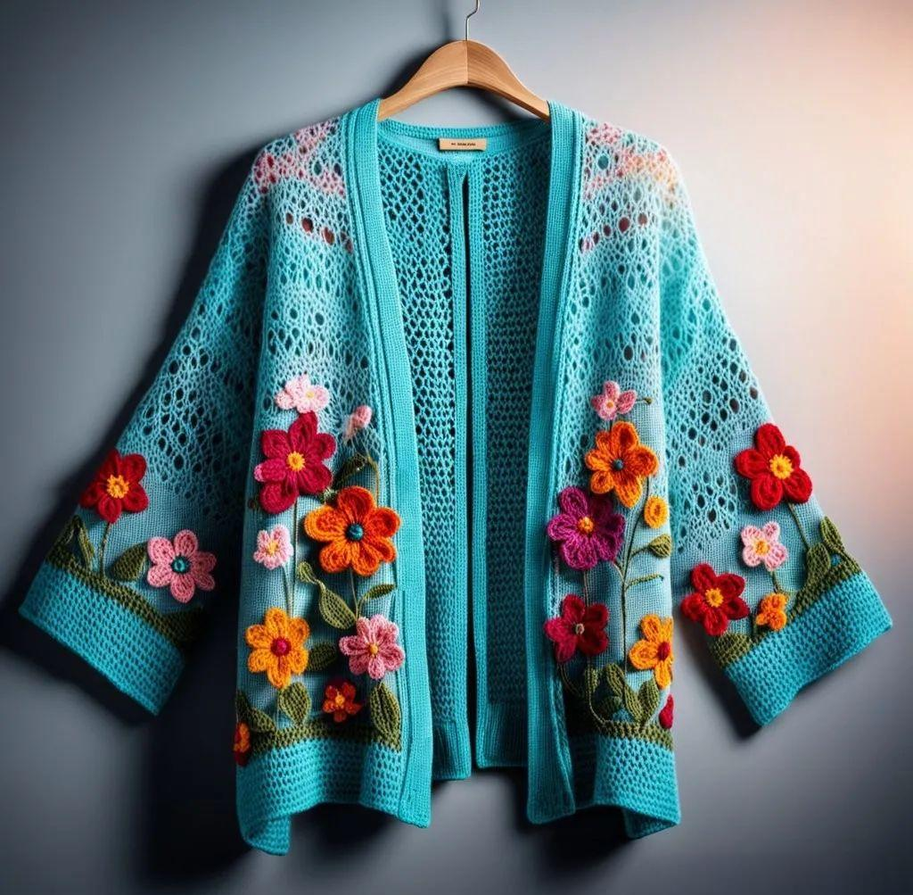 长寿花图案钩织开衫大衣指南