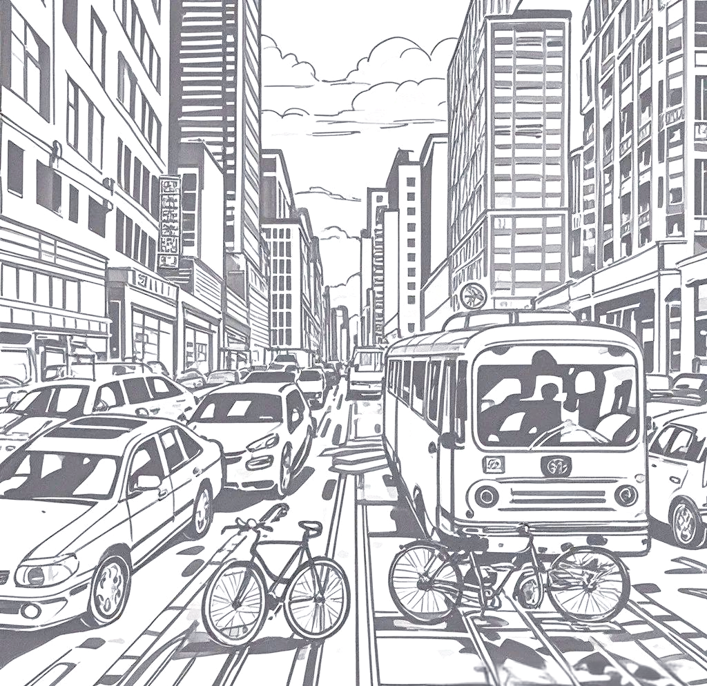 在道路上,可用不同密度的线条描绘车辆的投影,例如在阳光充足时,投影