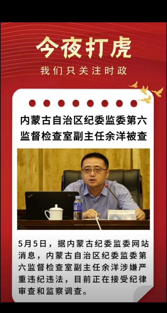 内蒙古自治区纪委监委第六监督检查室副主任余洋接受纪律审查和监察