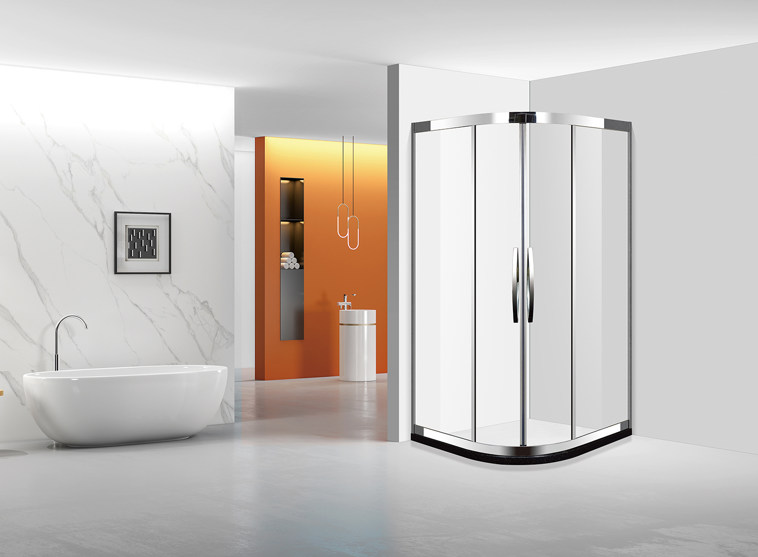 方形极简淋浴房设计