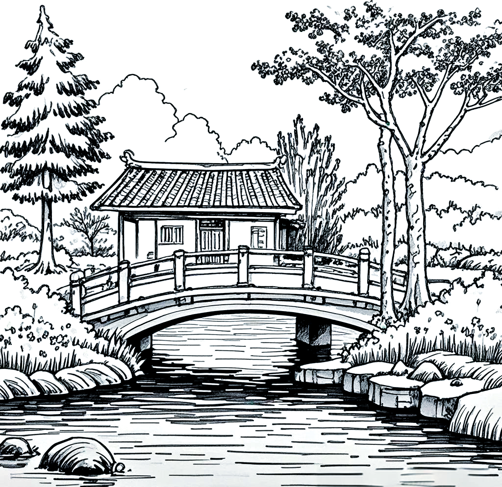 小桥流水山水的线描技法与技巧详解