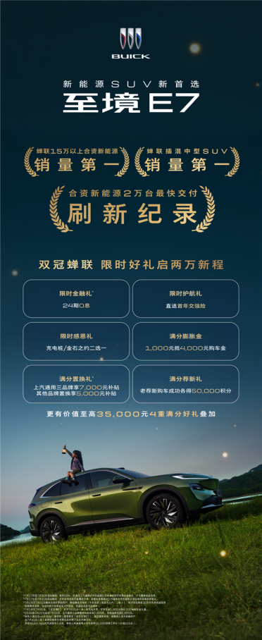 别克E7交付破2万台：15万级合资新能源终于有车支棱起来！