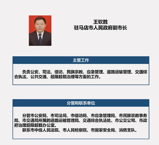 王钦胜任驻马店市副市长,市公安局局长