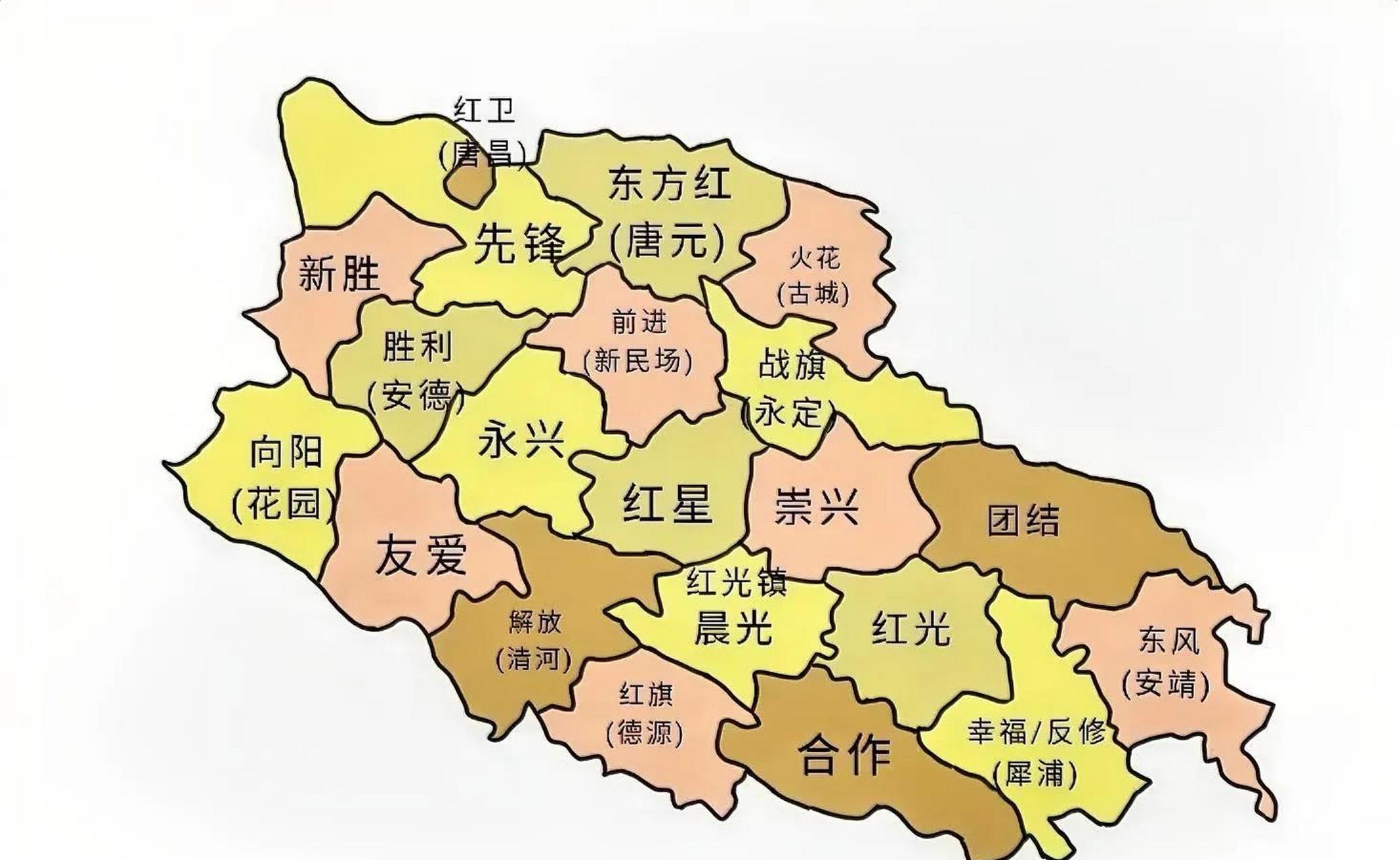 自制郫县革-命时期(1966-1978)的区划地图.