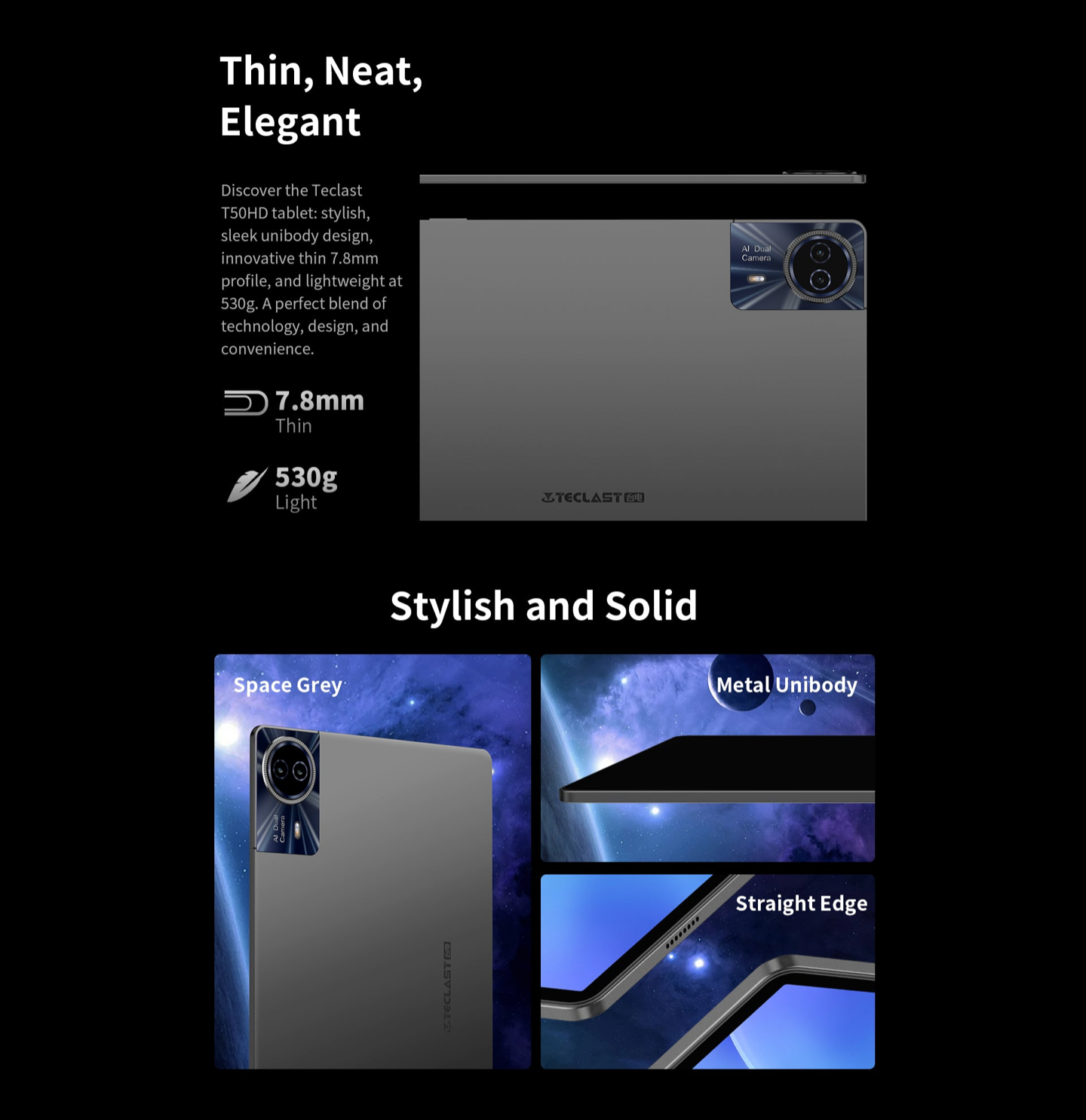 台电海外推出 t50 hd 平板电脑:紫光展锐 t606,cnc 铝合金机身