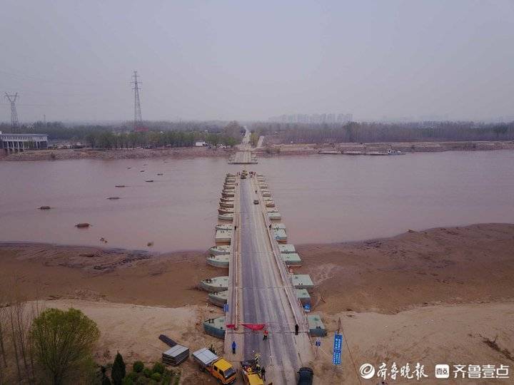 再见了老桥!航拍济南东郊黄河浮桥最后的时刻