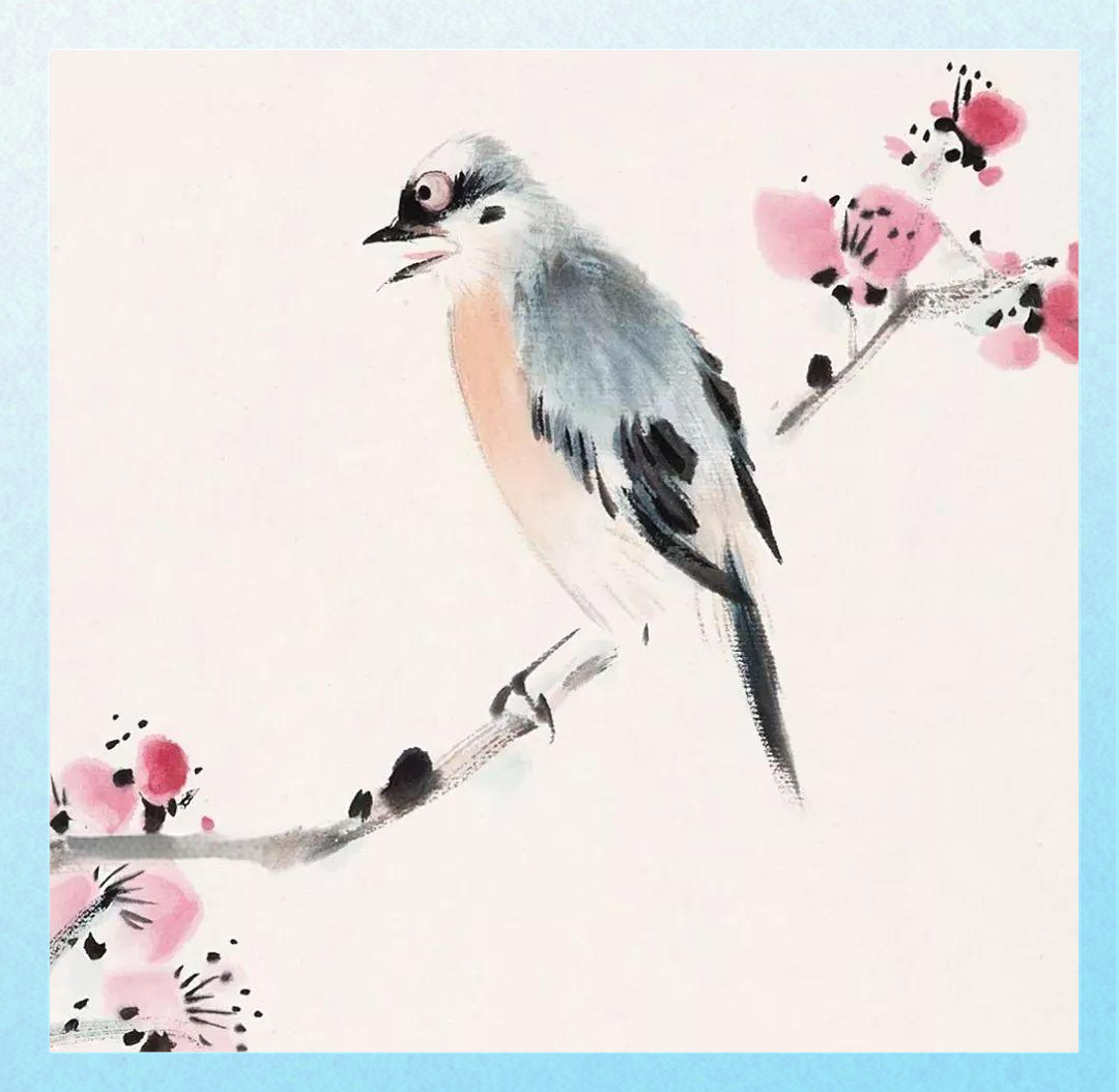 国画中的小鸟形象,灵动而富有美感