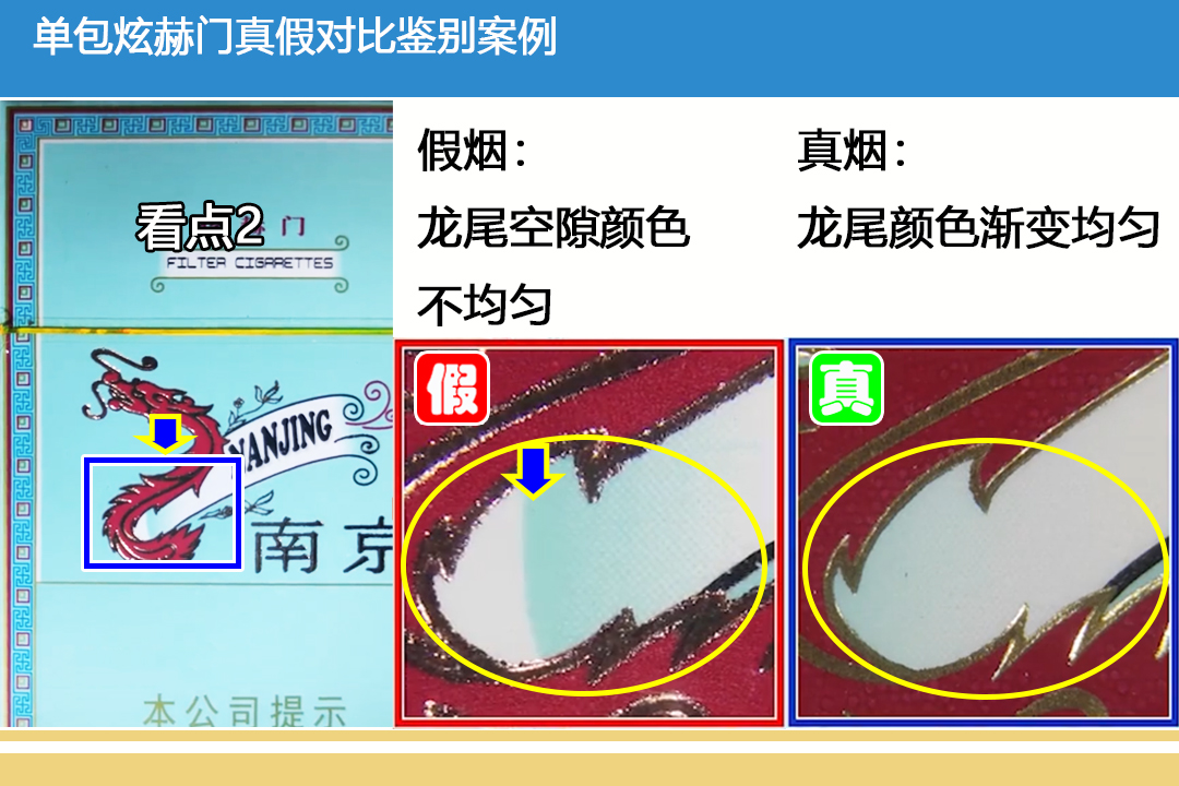 看点3,看烟盒正面如图所示的金边