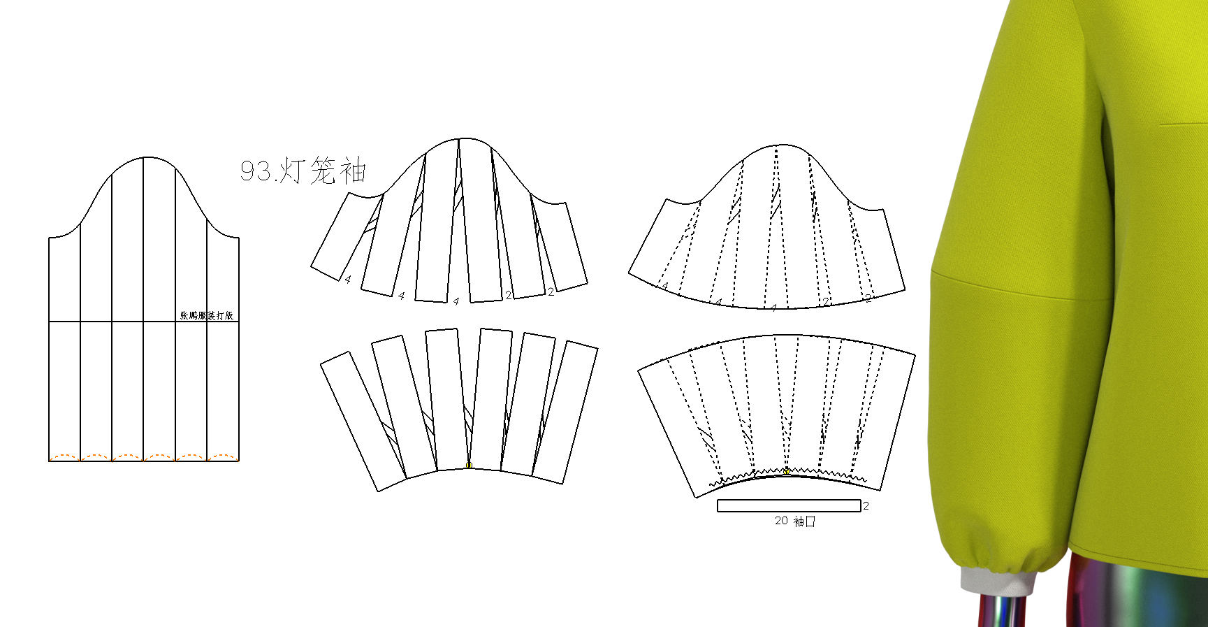 变化关系总结袖山高和袖肥变化关系总结前小后大喇叭袖灯笼袖纸样裁剪