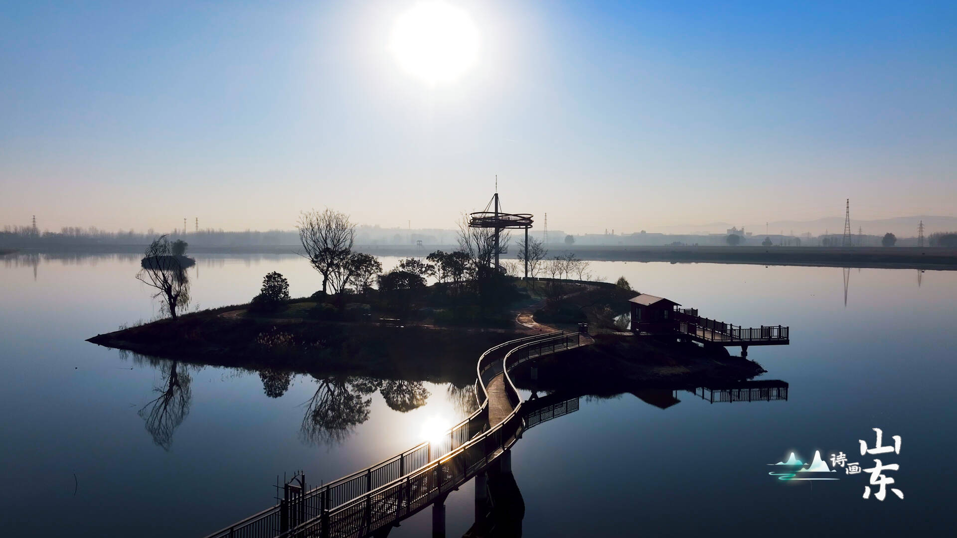 诗画山东丨冬日枣庄蟠龙河景色壮阔如画