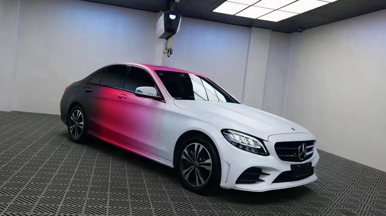 奔驰skto改色膜高端个性定制彩绘白紫红黑渐变色