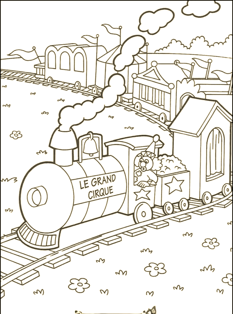 火车与着色页:孩子喜爱的双重世界