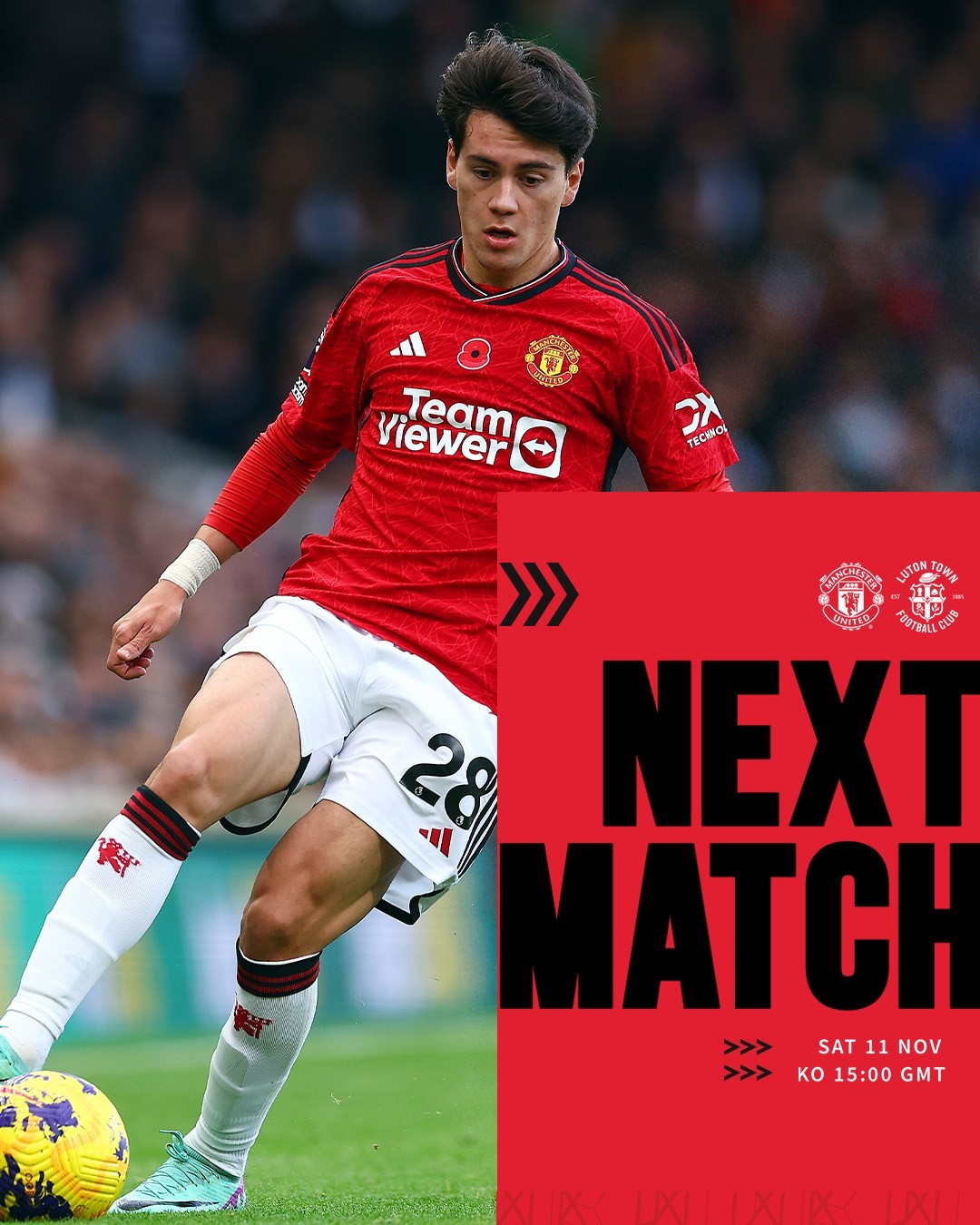 曼联发布赛前海报预热同卢顿的比赛:佩利斯特里出镜