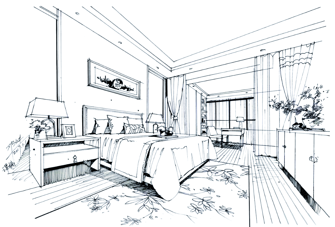 室内设计手绘教程:掌握透视线稿的快速方法!