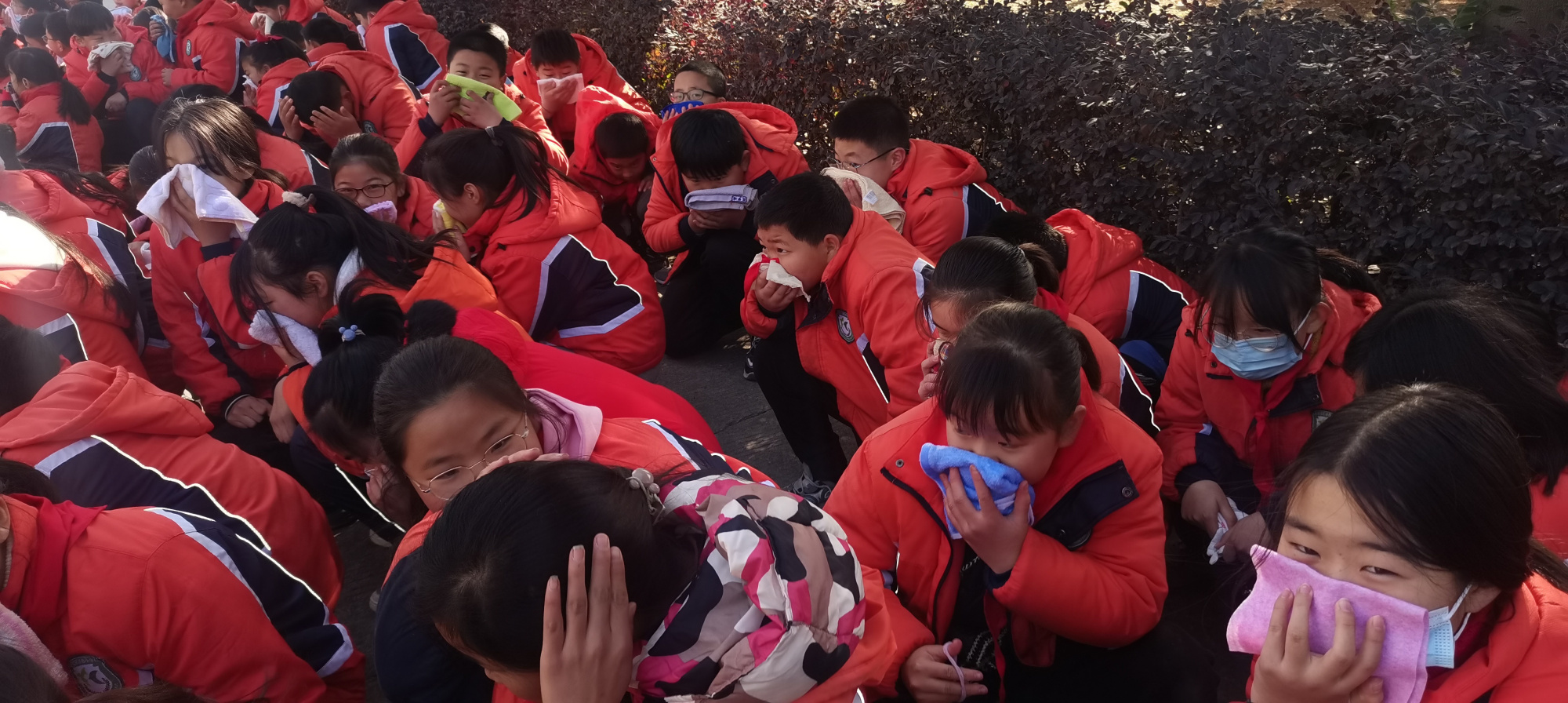 邗江区运西小学举行消防疏散演练