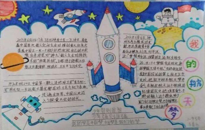 中国航空航天主题手抄报,好看又好画,献礼神舟十二号!