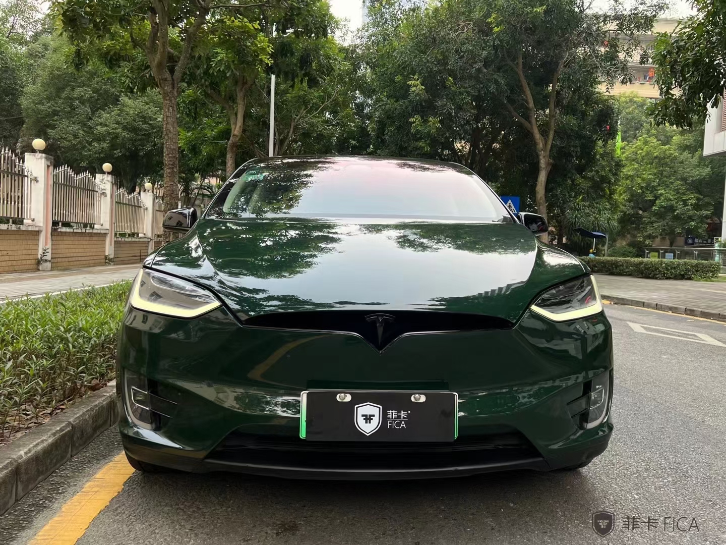 特斯拉菲卡改色膜pet深翠绿