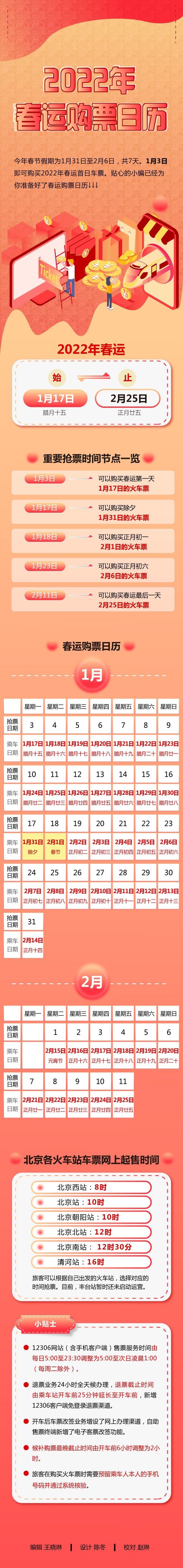 新闻8点见丨2022年春运购票日历来了,1月3日开抢