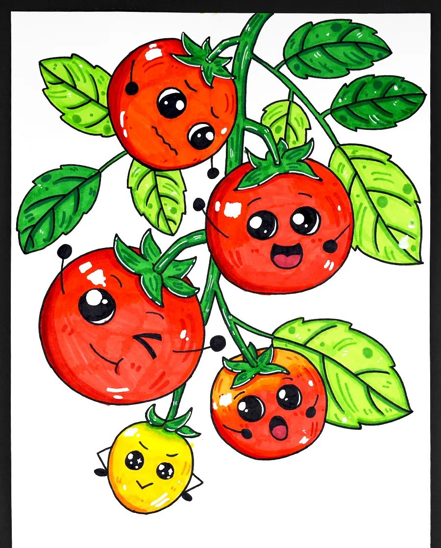 绘画指南:探索西红柿的色彩与表情