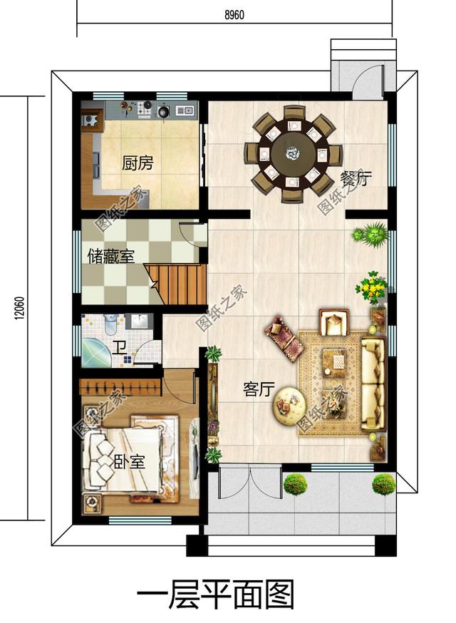 9米宽x12米农村自建图片