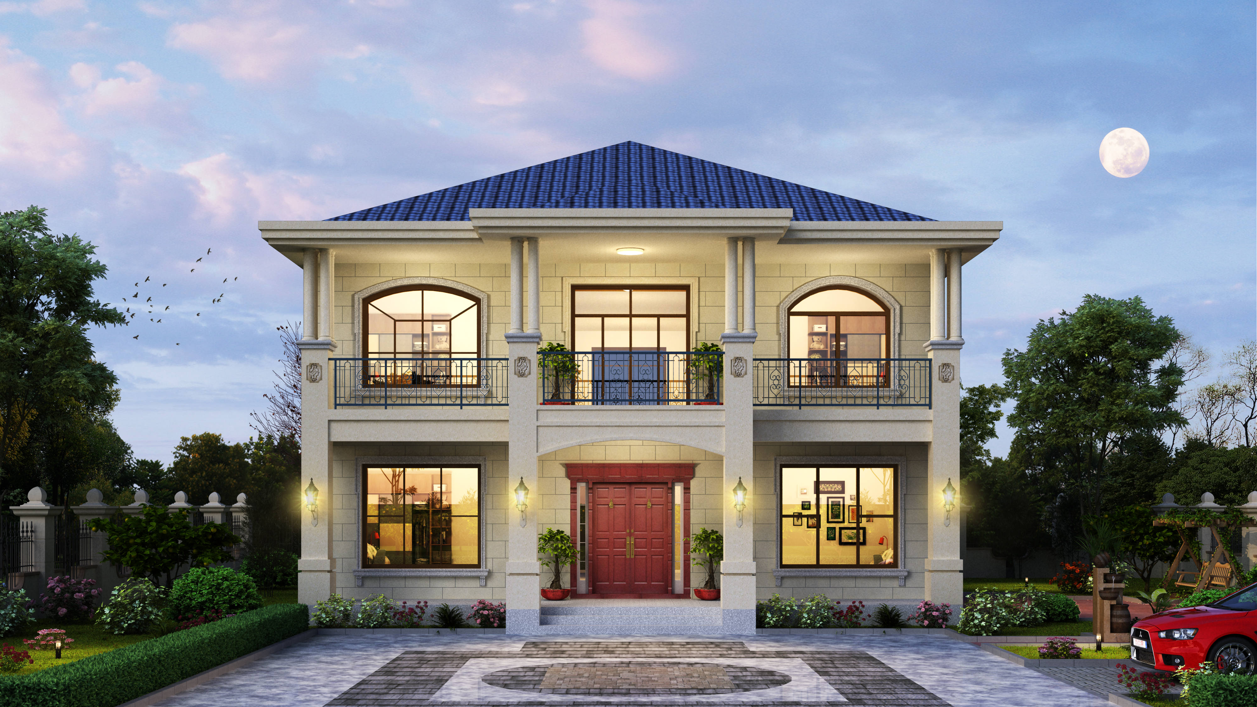 农村自建二层别墅,面宽12米多,却有7室1厅和书房,大气又实用