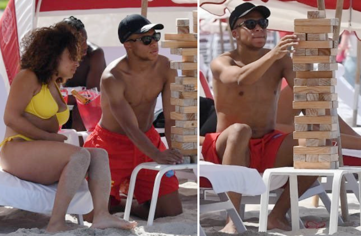 姆巴佩惬意度假,沙滩堆积木!脱衣秀肌肉,至今未公开任何恋情