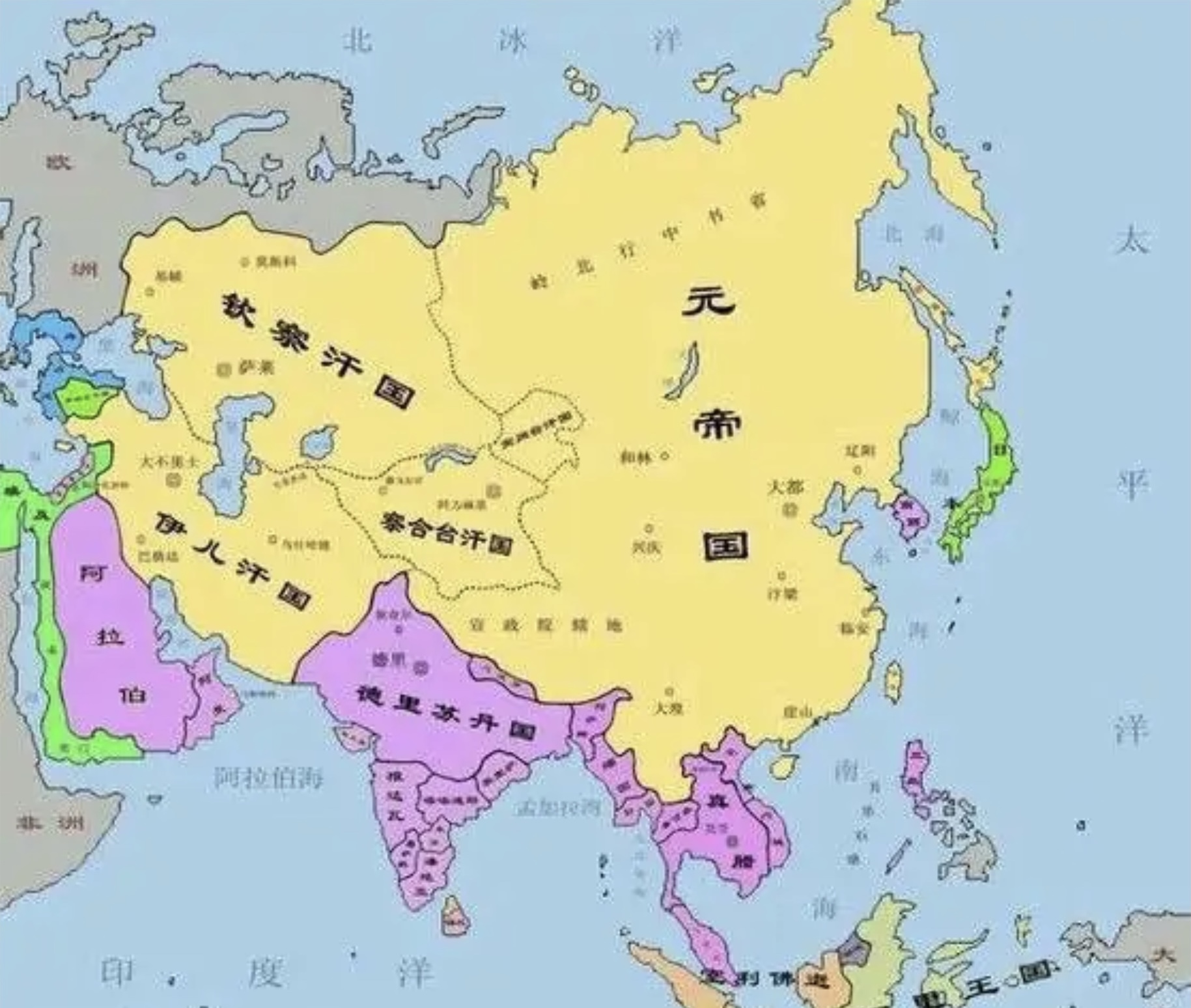 蒙古四大汗国地图图片
